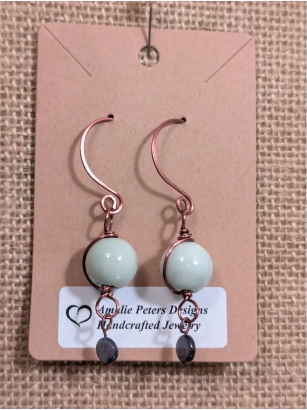NEW Artisan Mother of Pearl Dangle Drop Earrings Ceramic Beads Hand Hammered